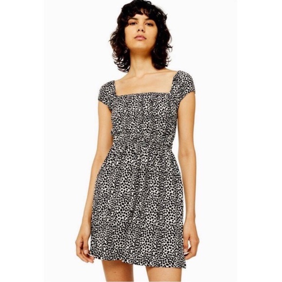 Topshop Spot shirred mini dress - Picture 1 of 4